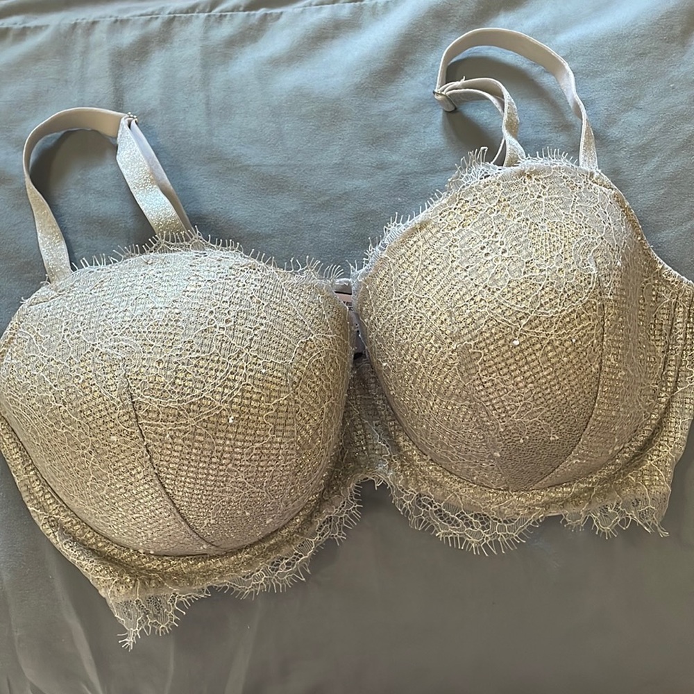 Victoria’s Secret dream angels bra gold glitter lace 34DD
